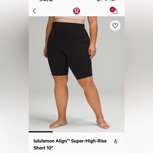 Lululemon super high rise align 10 inch biker shorts
